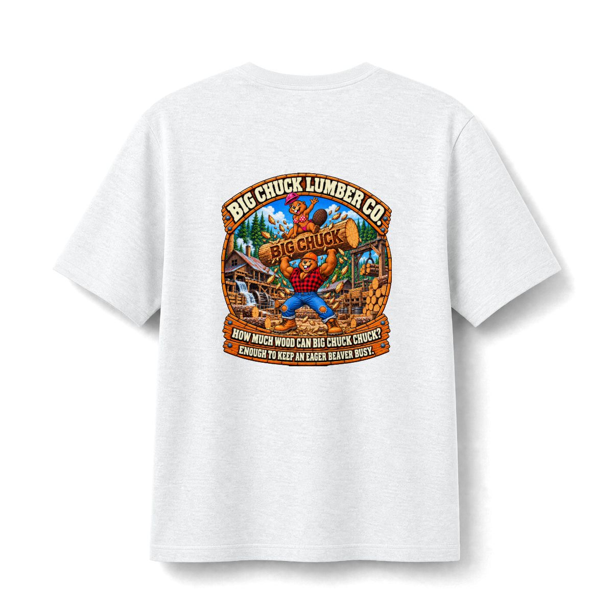 How Much Wood t-shirt — back print